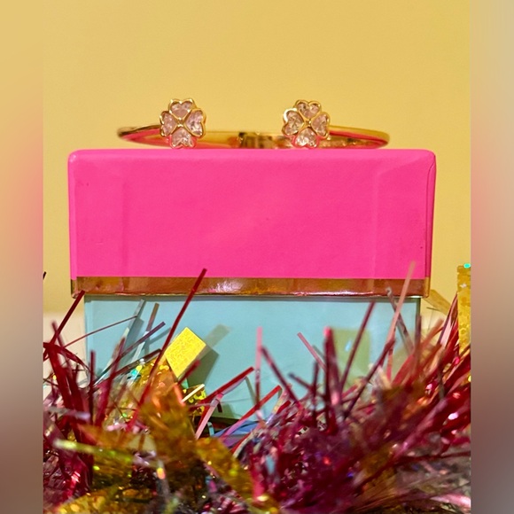 NWT: Kate Spade “Something Sparkly” Gold and Pink Flower Hinge Cuff Bracelet - Picture 4 of 4